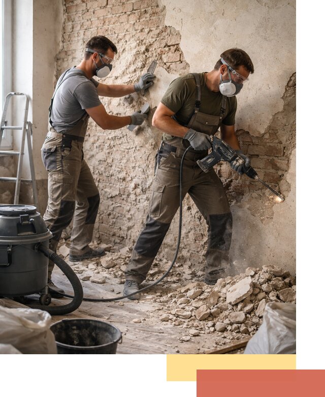 Демонтаж штукатурки со стен в Гатчине быстро и аккуратно