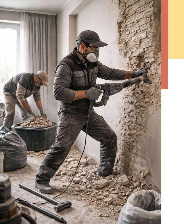 Демонтаж декоративного камня в Гатчине от 1490 руб/м² — быстро и недорого | ОТДЕЛОЧНИК-Гтч