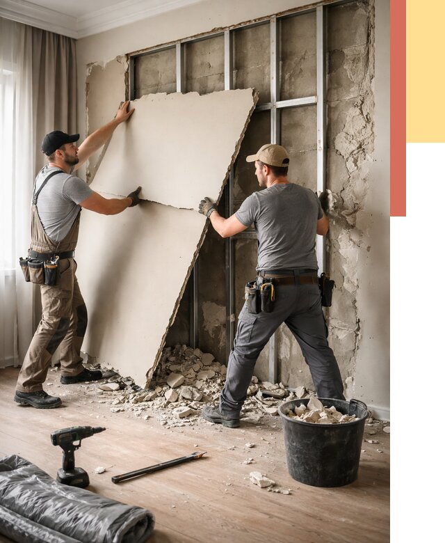 Демонтаж гипсокартона со стен в Гатчине от 360 руб. — услуги демонтажа | ОТДЕЛОЧНИК-Гтч