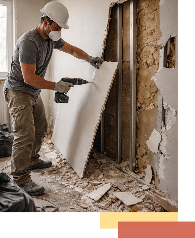 Демонтаж гипсокартона со стен в Гатчине качественно и быстро