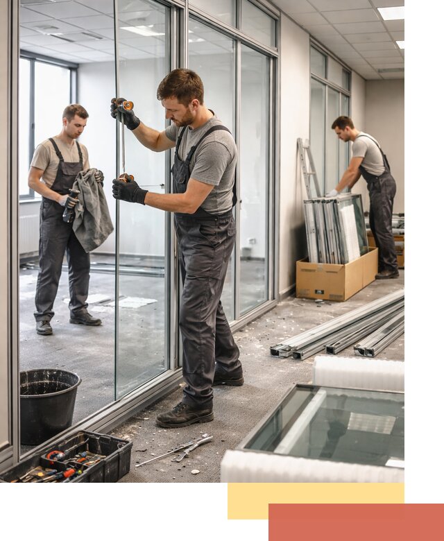 Демонтаж стеклянных перегородок в Гатчине быстро и безопасно