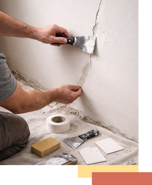 Заделка трещин и сколов в стенах и потолках в Гатчине