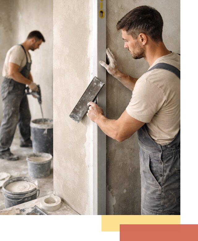 Выведение углов стен в Гатчине: монтаж и оштукатуривание