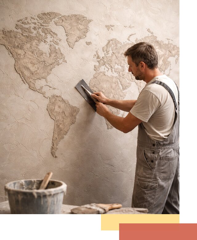 Декоративная штукатурка «Карта мира» под ключ в Гатчине