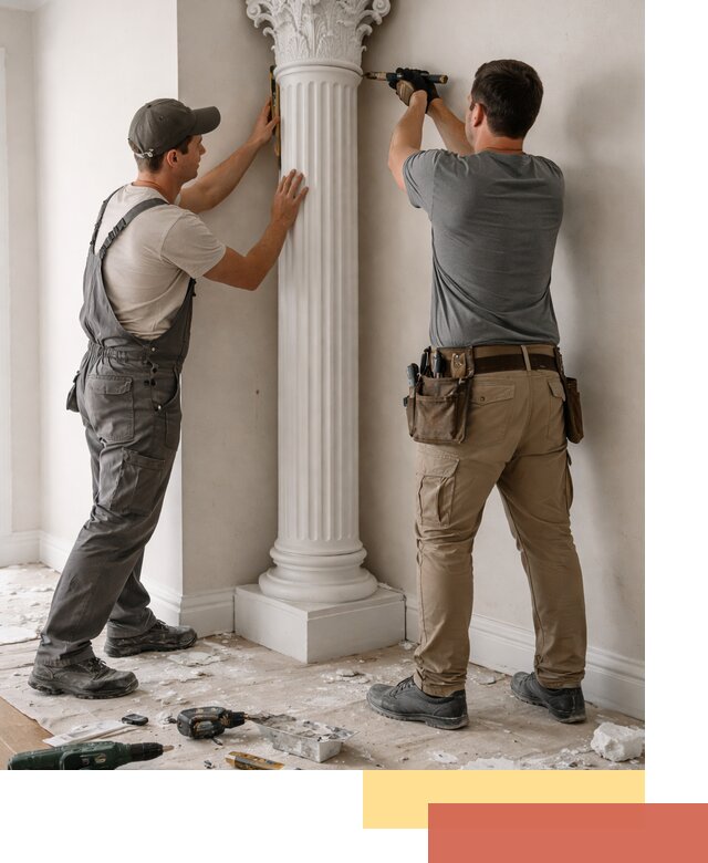 Установка декоративных колонн в Гатчине под ключ