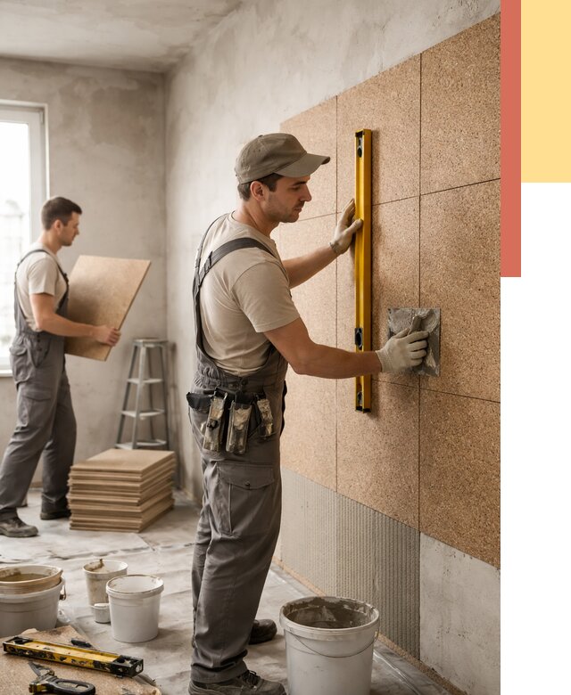 Монтаж пробковых панелей на стены в Гатчине от 3597 руб. — ОТДЕЛОЧНИК-Гтч