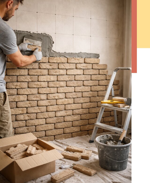 Монтаж декоративного кирпича в Гатчине от 3288 руб./м² — быстро и недорого | ОТДЕЛОЧНИК-Гтч