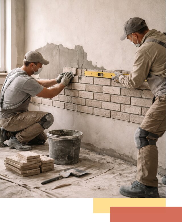 Монтаж декоративного кирпича профессионально в Гатчине