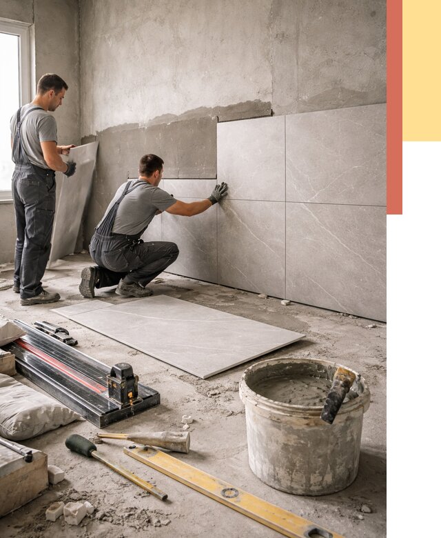 Облицовка стен керамогранитом в Гатчине от 4316 руб./м² — услуги под ключ | ОТДЕЛОЧНИК-Гтч