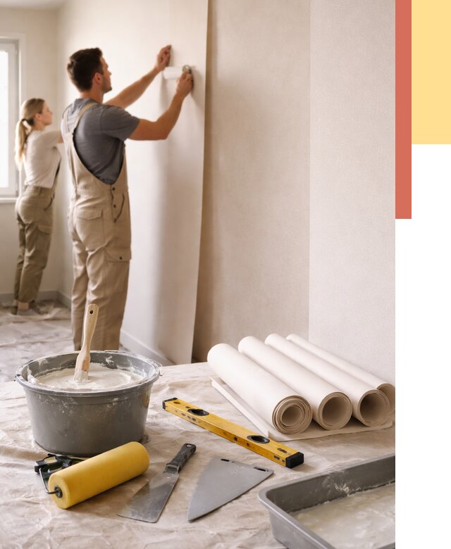 Поклейка бумажных обоев в Гатчине от 5652 руб./м2 — быстро и недорого | ОТДЕЛОЧНИК-Гтч