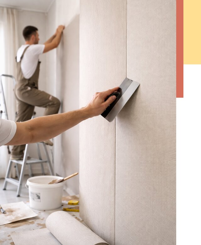 Поклейка текстильных обоев в Гатчине от 4624 руб. под ключ | ОТДЕЛОЧНИК-Гтч