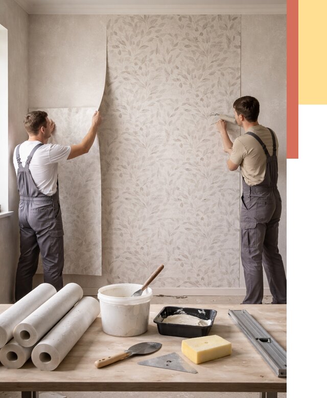 Поклейка обоев с подбором рисунка в Гатчине от 3597 руб. | ОТДЕЛОЧНИК-Гтч - быстро и недорого