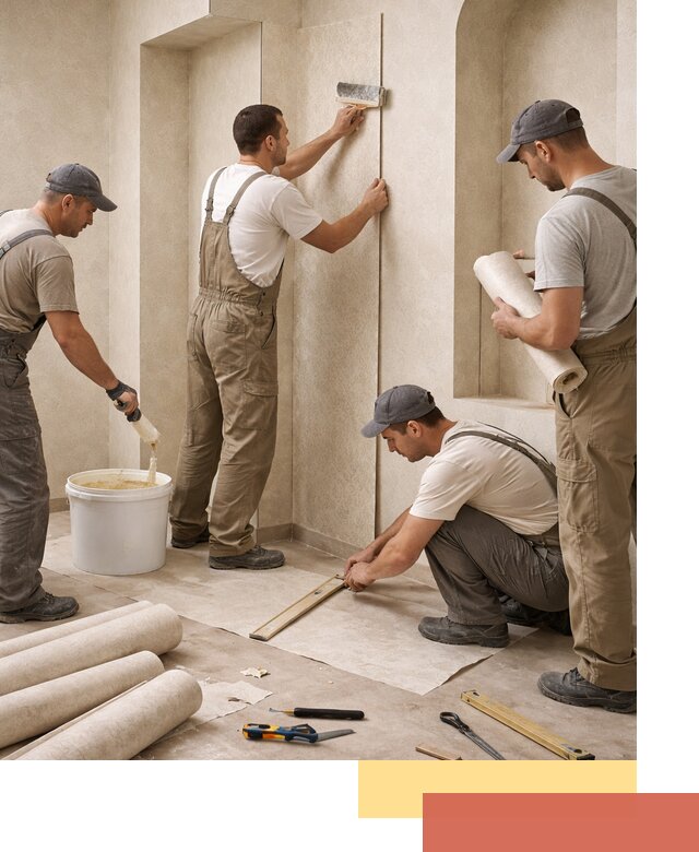 Поклейка обоев на сложные стены и неровные поверхности в Гатчине