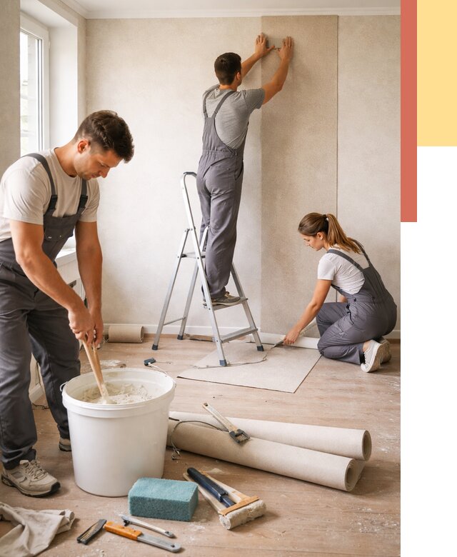 Оклейка стен обоями в Гатчине от 3597 руб/м2 — быстро и недорого | ОТДЕЛОЧНИК-Гтч