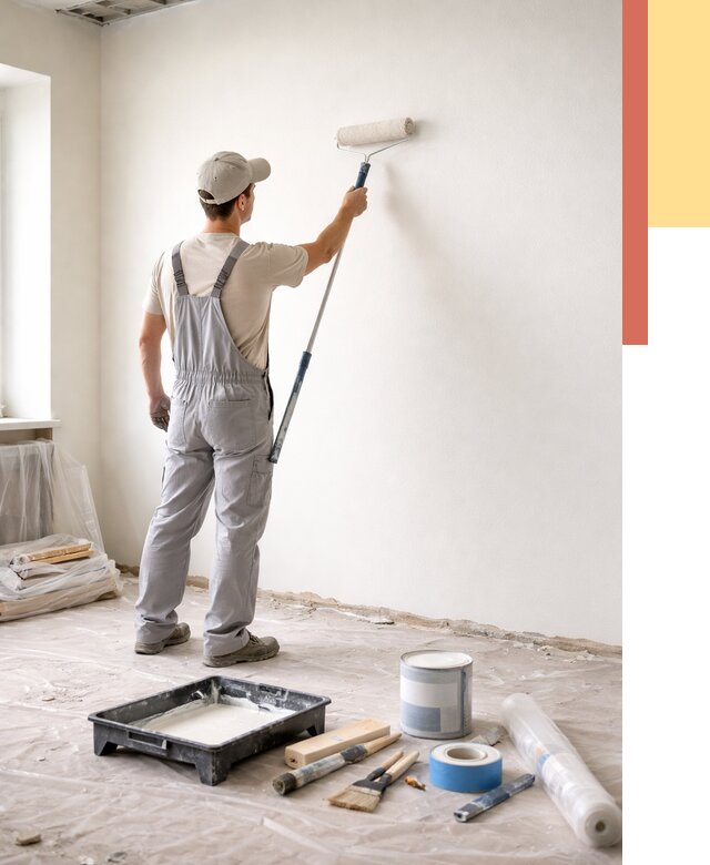 Покраска стен водоэмульсионной краской в Гатчине от 462 руб. за м² | ОТДЕЛОЧНИК-Гтч