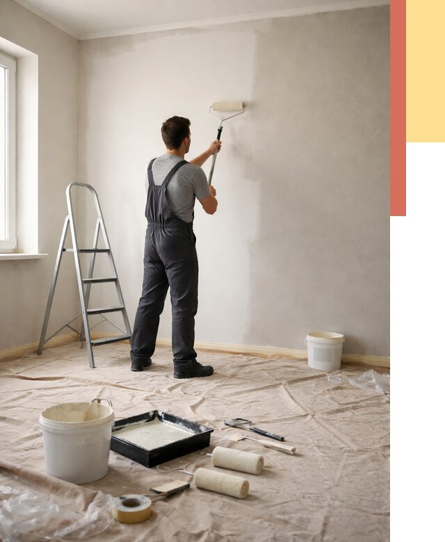 Покраска стен моющейся краской в Гатчине от 360 руб./м² — быстро и недорого | ОТДЕЛОЧНИК-Гтч