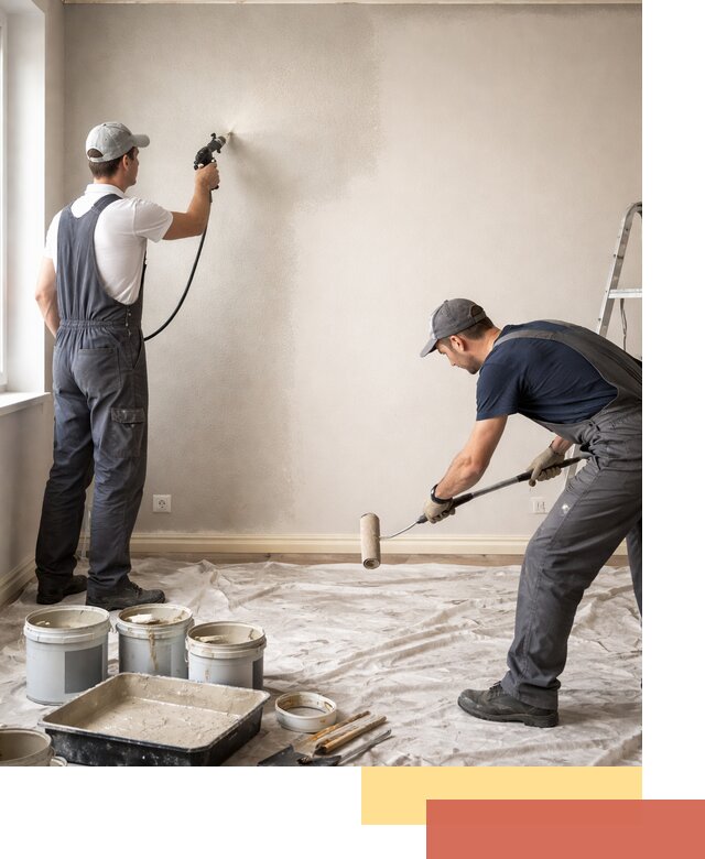 Покраска стен моющейся краской и защита поверхностей в Гатчине