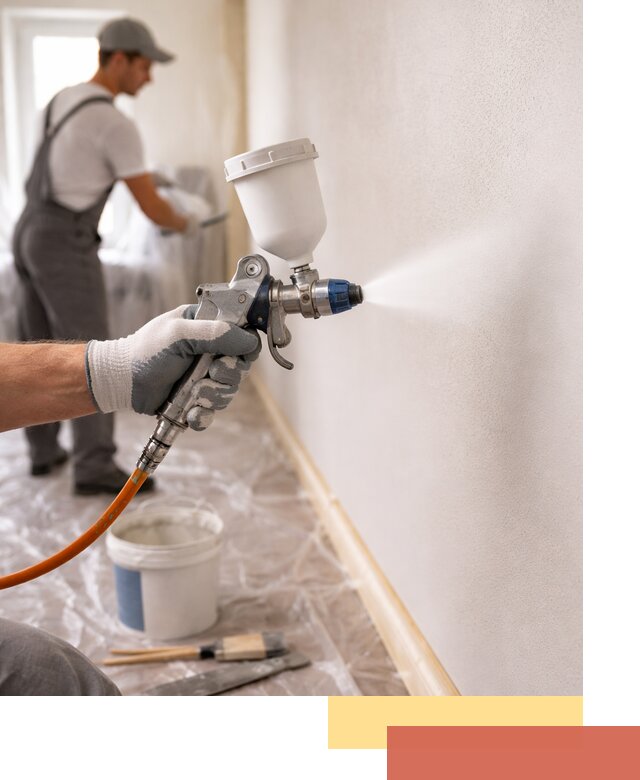 Покраска стен краскопультом в Гатчине быстро и качественно