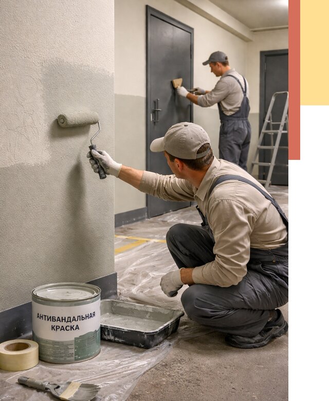 Покраска стен антивандальной краской в Гатчине от 4624 руб./м² под ключ | ОТДЕЛОЧНИК-Гтч