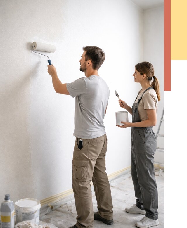 Окраска стен по стеклохолсту в Гатчине от 4624 руб/м² под ключ | ОТДЕЛОЧНИК-Гтч