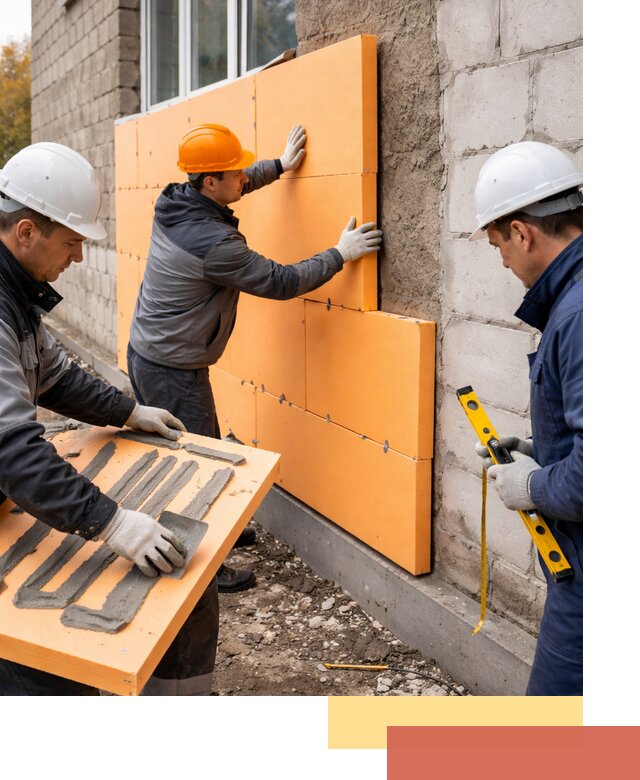 Утепление фасада пеноплексом под ключ в Гатчине