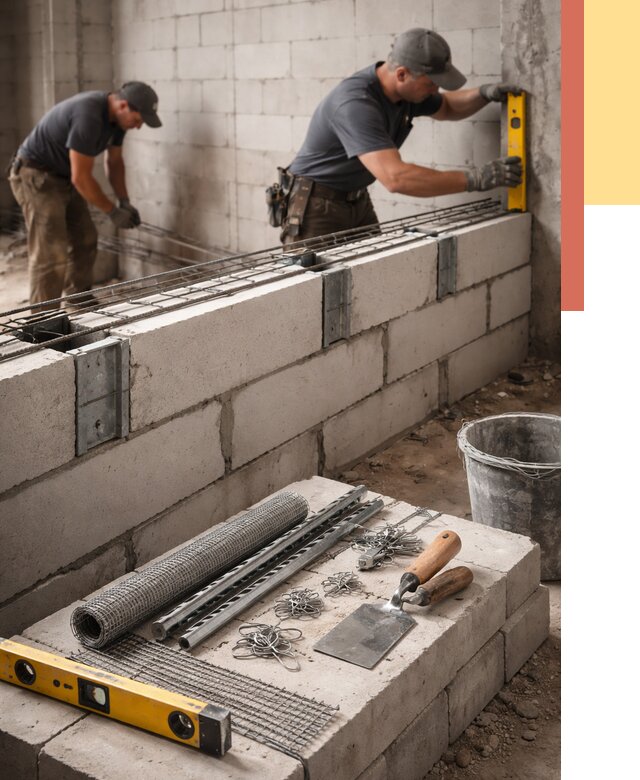 Армирование кладки перегородок в Гатчине от 771 руб. под ключ | ОТДЕЛОЧНИК-Гтч