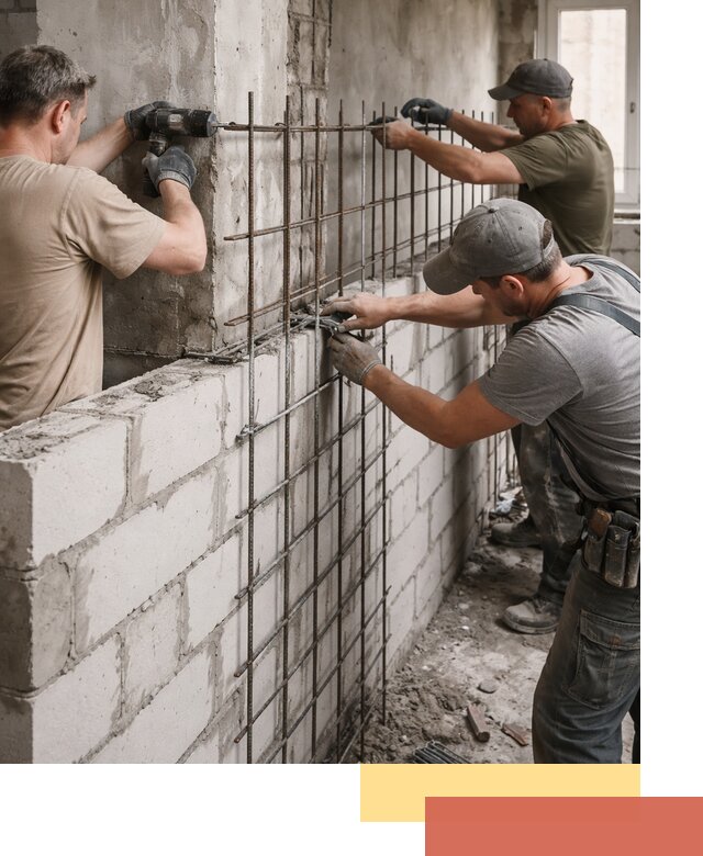 Армирование кладки перегородок в Гатчине профессионально и надёжно