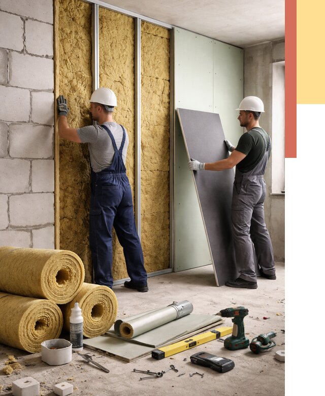 Шумоизоляция перегородок из блоков в Гатчине от 1901 руб./м² — быстро и недорого | ОТДЕЛОЧНИК-Гтч