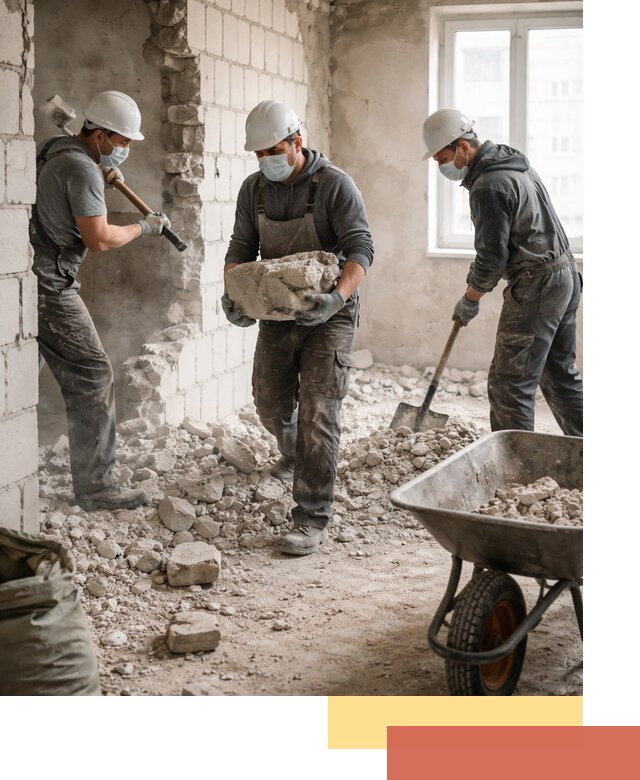 Демонтаж блочных перегородок в Гатчине быстро и аккуратно