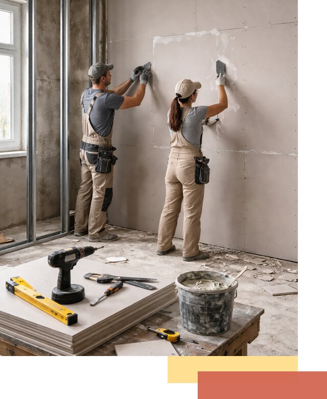 Монтаж двухслойной перегородки из гипсокартона в Гатчине