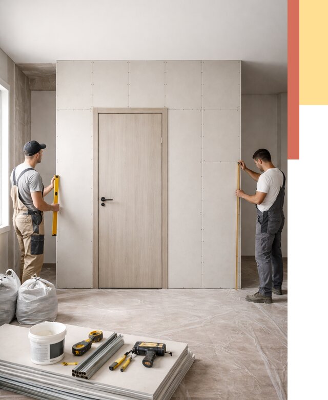 Перегородка из гипсокартона с дверью в Гатчине от 4624 руб. под ключ | ОТДЕЛОЧНИК-Гтч