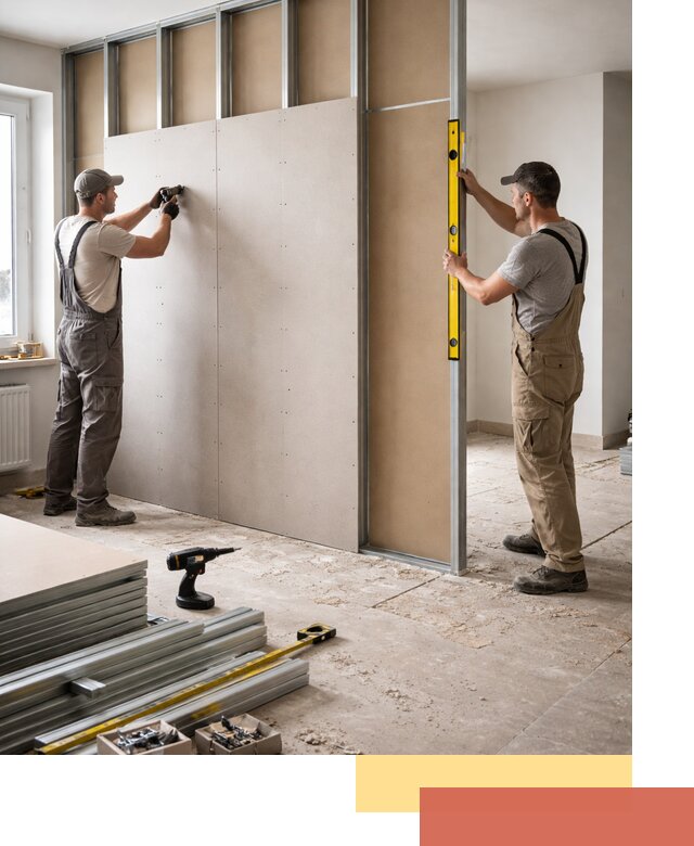 Зонирующая перегородка из гипсокартона под ключ в Гатчине