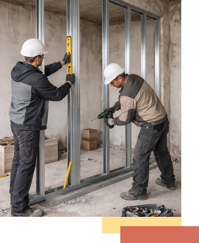 Монтаж каркаса перегородки из профиля в Гатчине