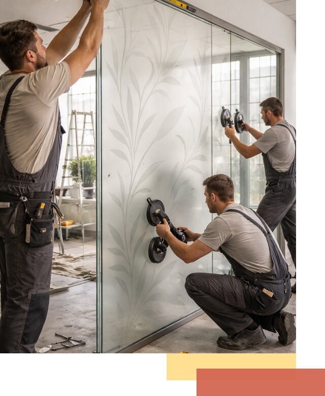 Стеклянные перегородки с рисунком на заказ в Гатчине