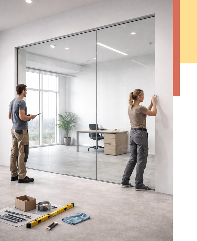 Перегородки из закаленного стекла в Гатчине от 9762 руб. под ключ | ОТДЕЛОЧНИК-Гтч