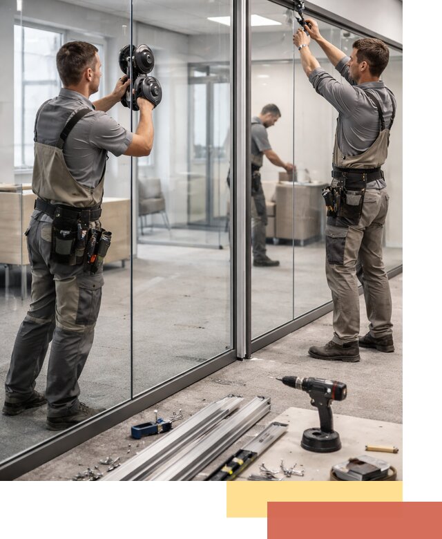 Стеклянные офисные перегородки под ключ в Гатчине