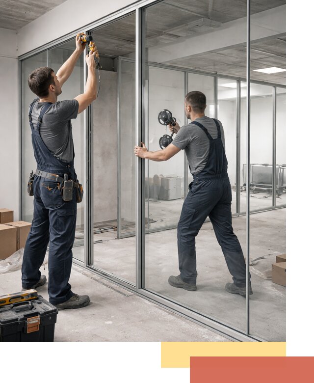 Алюминиевые перегородки со стеклом в Гатчине — изготовление и монтаж