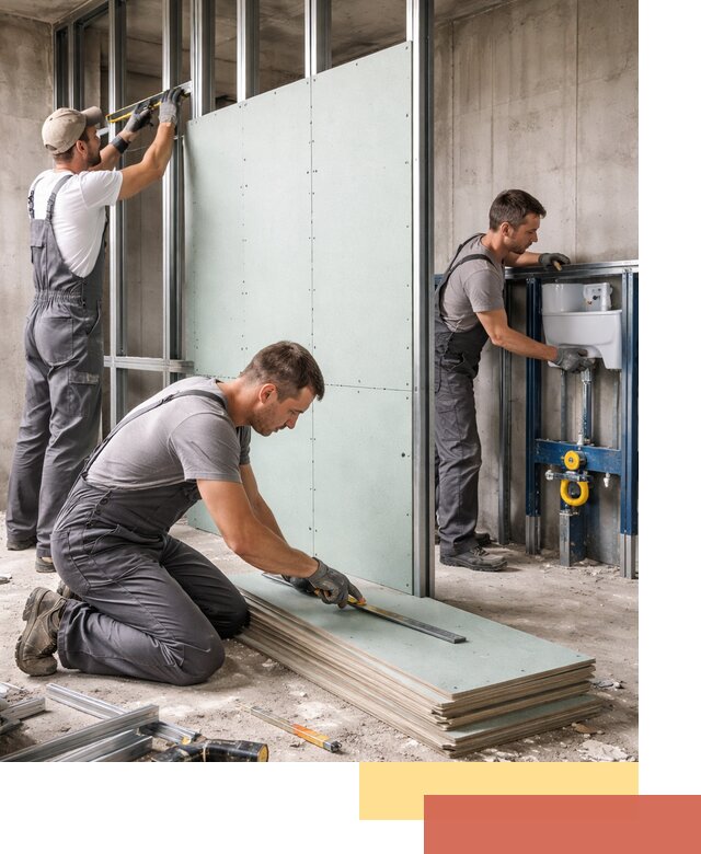 Монтаж и ремонт сантехнических перегородок в Гатчине