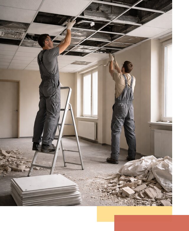 Демонтаж потолков Армстронг профессионально в Гатчине