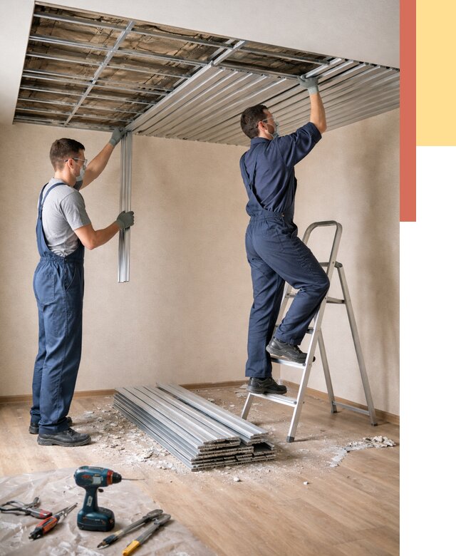 Демонтаж реечного потолка в Гатчине от 4624 руб. быстро и недорого | ОТДЕЛОЧНИК-Гтч