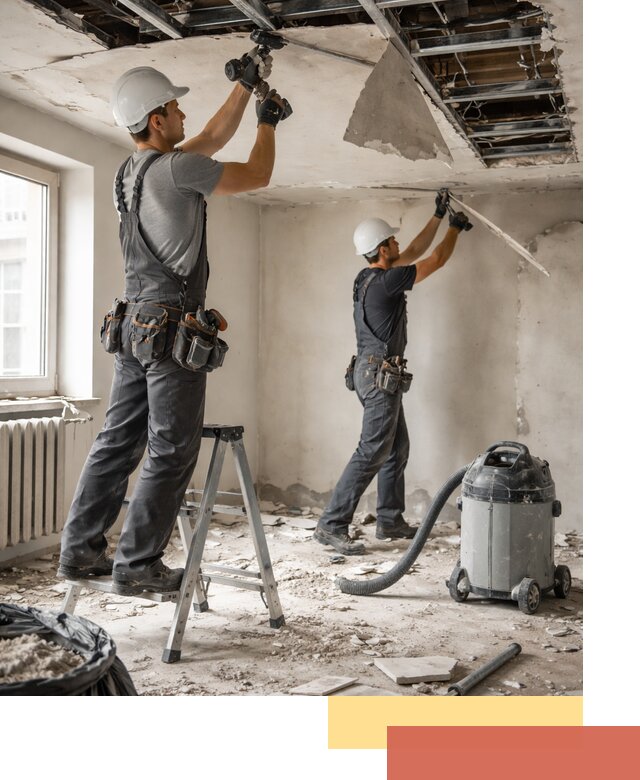 Демонтаж гипсокартонного потолка в Гатчине быстро и аккуратно