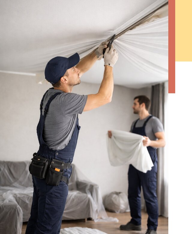 Демонтаж натяжного потолка в Гатчине от 4624 руб. — снятие и разбор под ключ | ОТДЕЛОЧНИК-Гтч