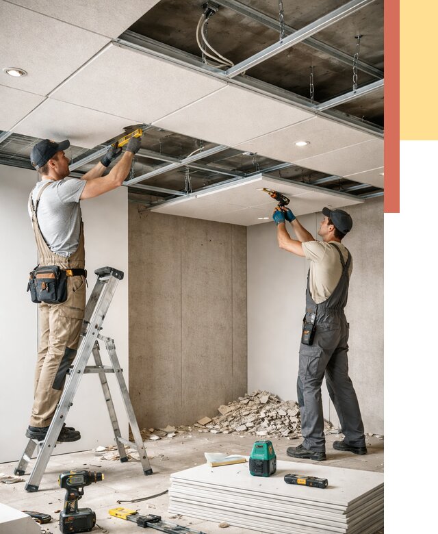 Монтаж акустического потолка в Гатчине от 6679 руб/м2 — быстро и недорого | ОТДЕЛОЧНИК-Гтч