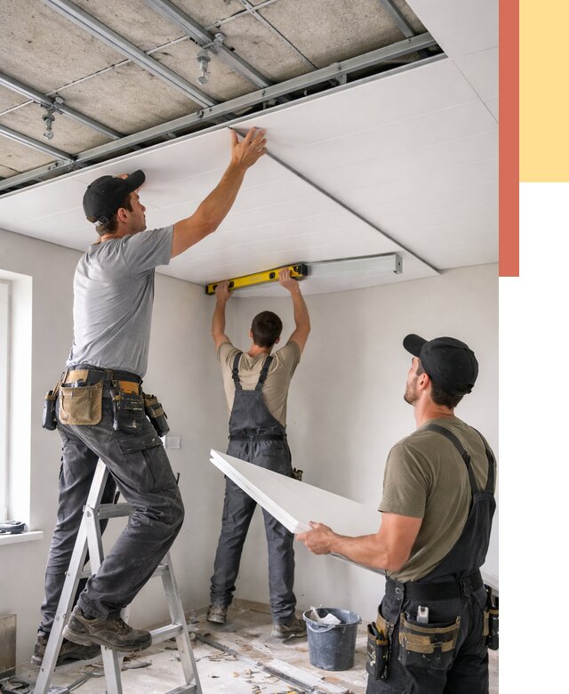 Монтаж потолка из ПВХ панелей в Гатчине от 3597 руб./м2 — быстро и недорого | ОТДЕЛОЧНИК-Гтч