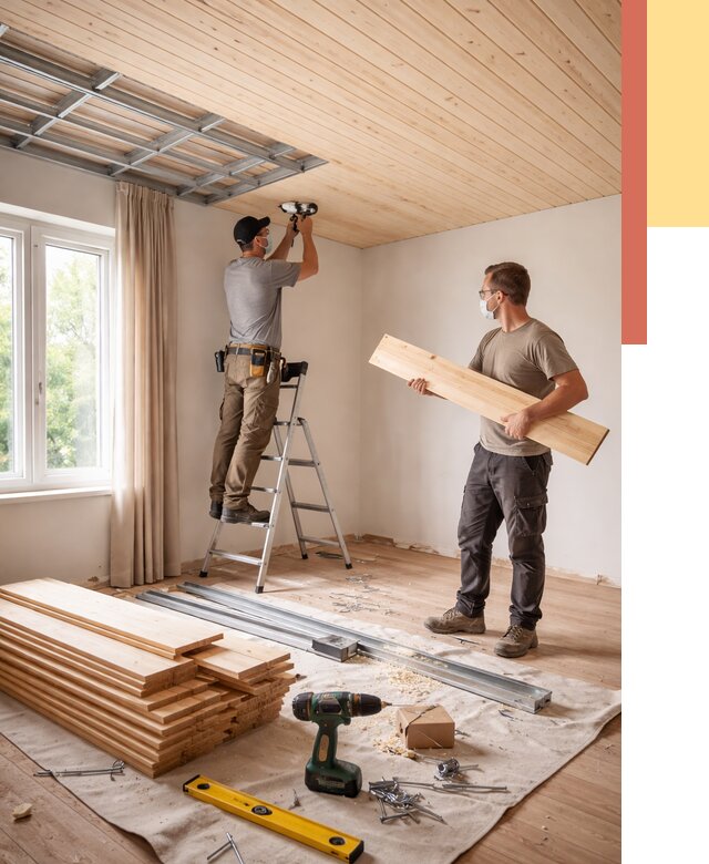 Монтаж потолка из вагонки в Гатчине от 6679 руб. | Быстро и недорого — ОТДЕЛОЧНИК-Гтч