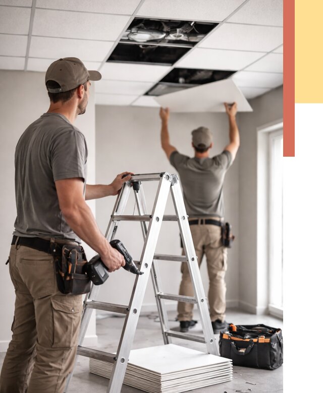 Обслуживание подвесного потолка в Гатчине от 3597 руб. — быстро и недорого | ОТДЕЛОЧНИК-Гтч