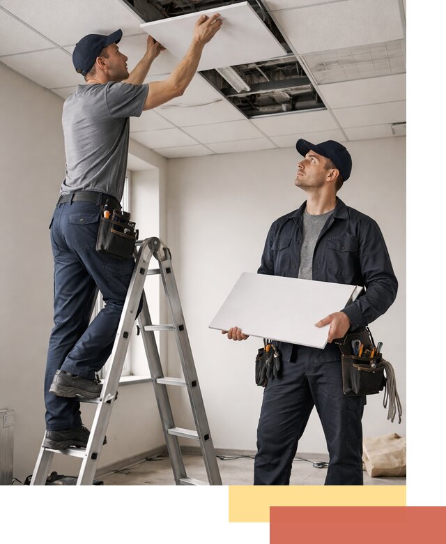 Обслуживание подвесного потолка в Гатчине — ремонт и чистка