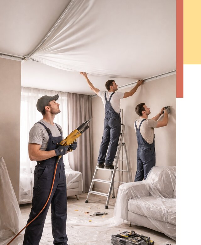 Установка натяжного потолка в Гатчине от 4624 руб. | Быстро и недорого — ОТДЕЛОЧНИК-Гтч