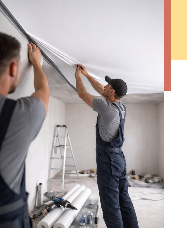 Монтаж матового натяжного потолка в Гатчине от 4624 руб./м² — быстро и недорого | ОТДЕЛОЧНИК-Гтч