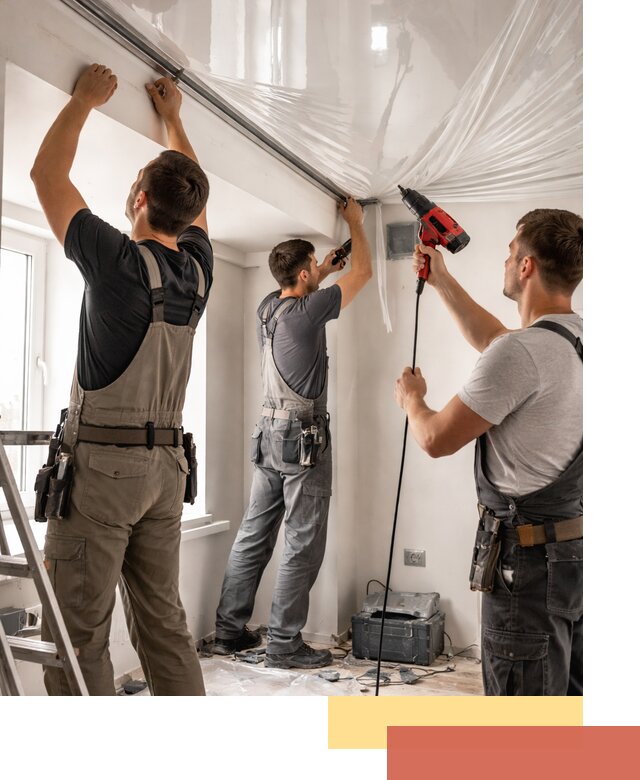 Монтаж глянцевого натяжного потолка в Гатчине быстро и качественно